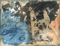 "Relentless", 2022. Cyanotype over distressed silver gelatin print with added color oils "Relentless", 2022. Cyanotype over distressed silver gelatin print with added color oils